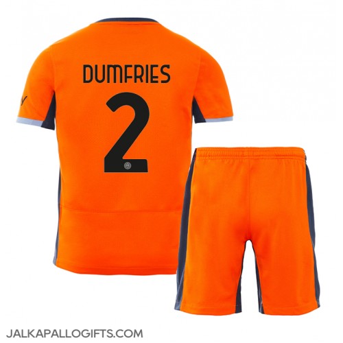 Inter Milan Denzel Dumfries #2 Kolmas Peliasu Lasten 2023-24 Lyhythihainen (+ Lyhyet housut)